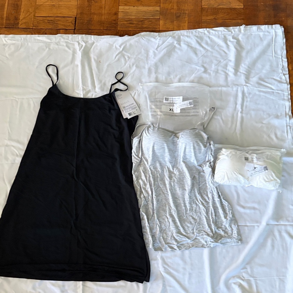 Women’s Black Slip & Gray & white Tank Camisole Set (3 piece) NWT XL